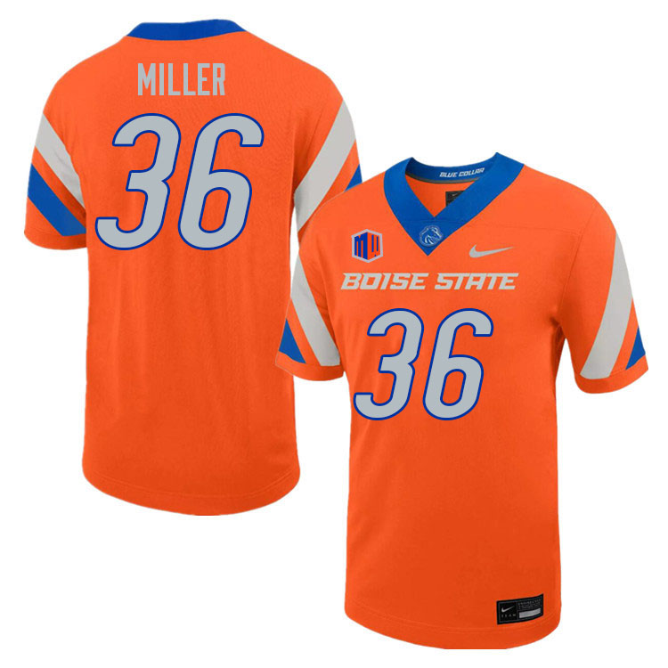 Men-Youth #36 Cole Miller Boise State Broncos College Football Jerseys Stitched Sale-Orange